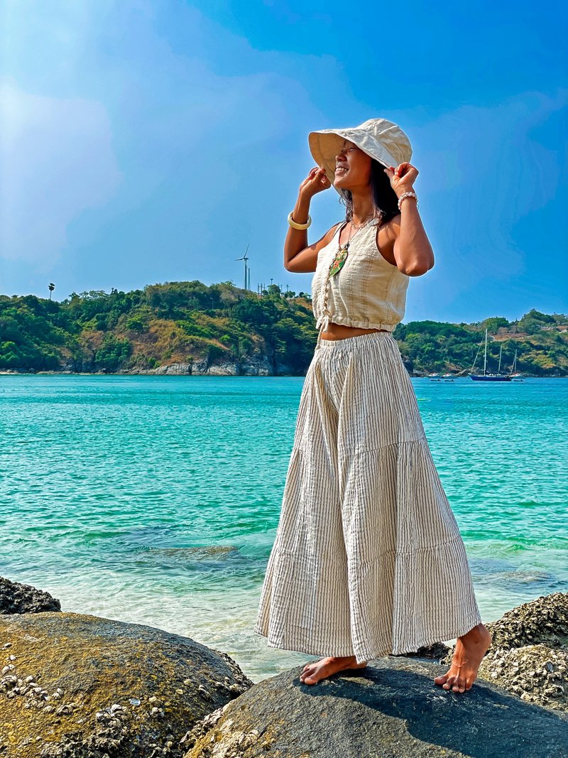 Wide Leg Pants, White Summer Pants, Boho Pants, Loose Pants, Natural Clothing - 女装长裤 - 其他材质 