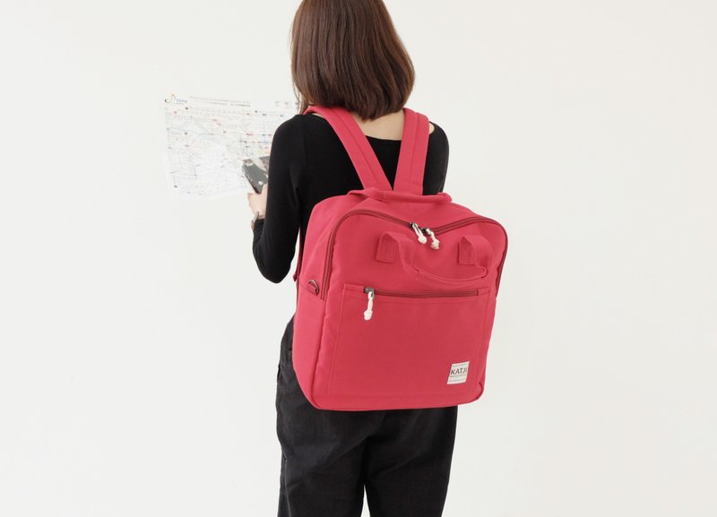 SQUARE UP BAG : RED COLOUR - 后背包/双肩包 - 其他材质 红色