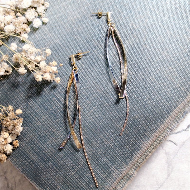 VIIART。旋转。华丽优雅长耳环-可改夹式 - 耳环/耳夹 - 其他金属 金色