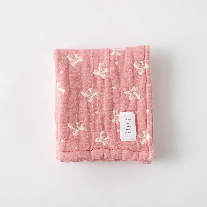 【日本fuwara六重纱毛巾】粉色蝴蝶结毛巾 - 毛巾浴巾 - 棉．麻 粉红色