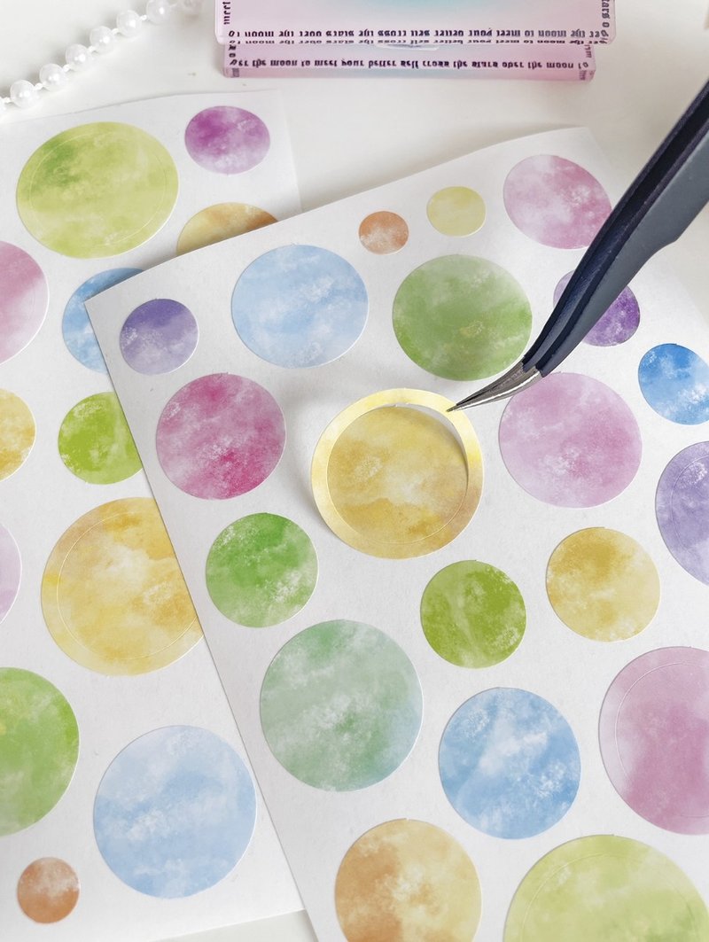 朦朦胧 雰囲気デコ 貼紙 4張入 (kiss-cut) - 纸胶带 - 其他材质 多色