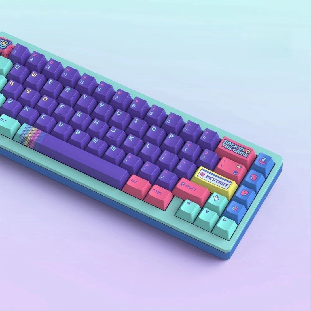 KeyTok 指尖文创 回到游戏键帽 热升华 PBT Cherry原厂高度 152键 - 电脑配件 - 其他金属 紫色