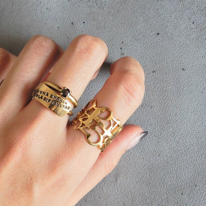 【可调整尺寸】数字戒指 / brass R007 - 戒指 - 铜/黄铜 金色