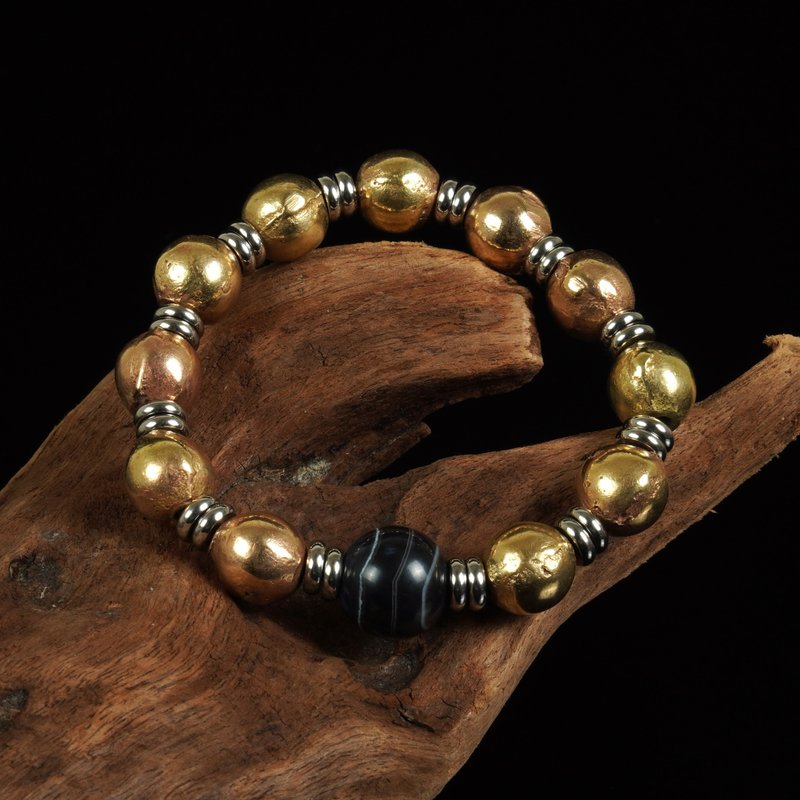 缅甸达隆咒珠-西亚药师玛瑙珠手串(长度19厘米.内径16厘米) - 手链/手环 - 其他材质 