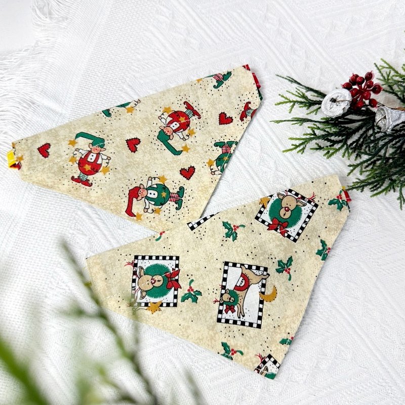 手工宠物围兜 宠物领巾 圣诞领巾 两款一组 - 项圈/牵绳 - 棉．麻 蓝色