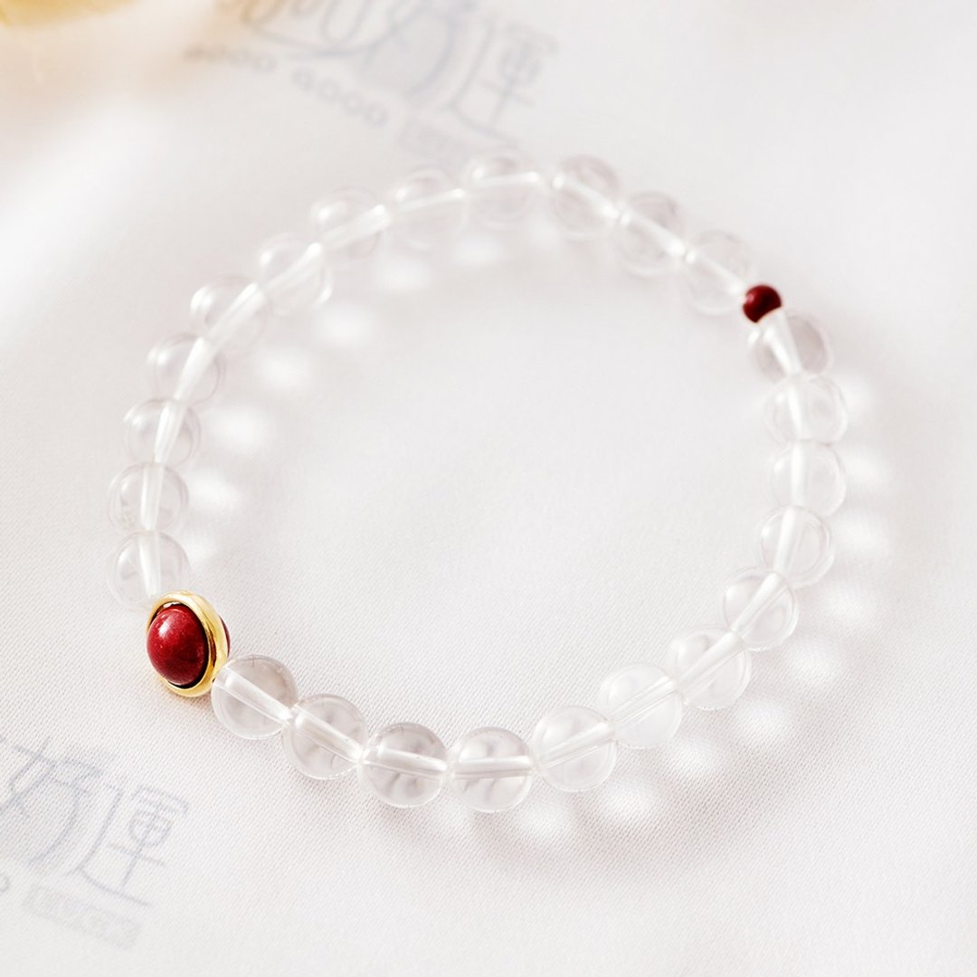 天落吉祥男女晶石手链(含开光)保平安、化煞、添贵人、净化思绪 - 手链/手环 - 宝石 白色