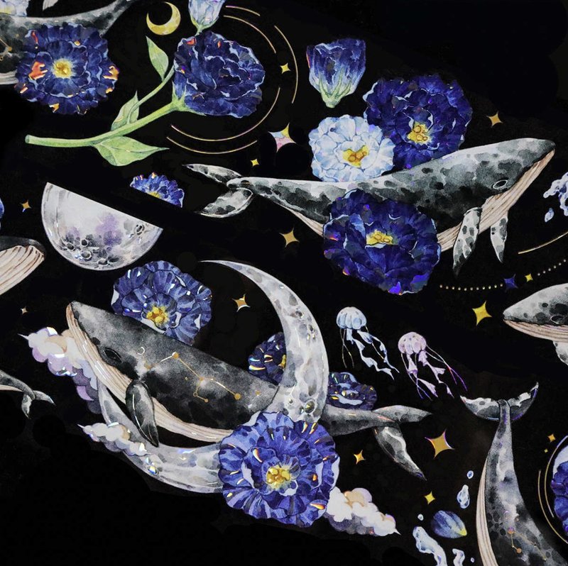 海深鲸途 海の生き物 PET 和紙膠帶 貝殼光 - 纸胶带 - 其他材质 蓝色