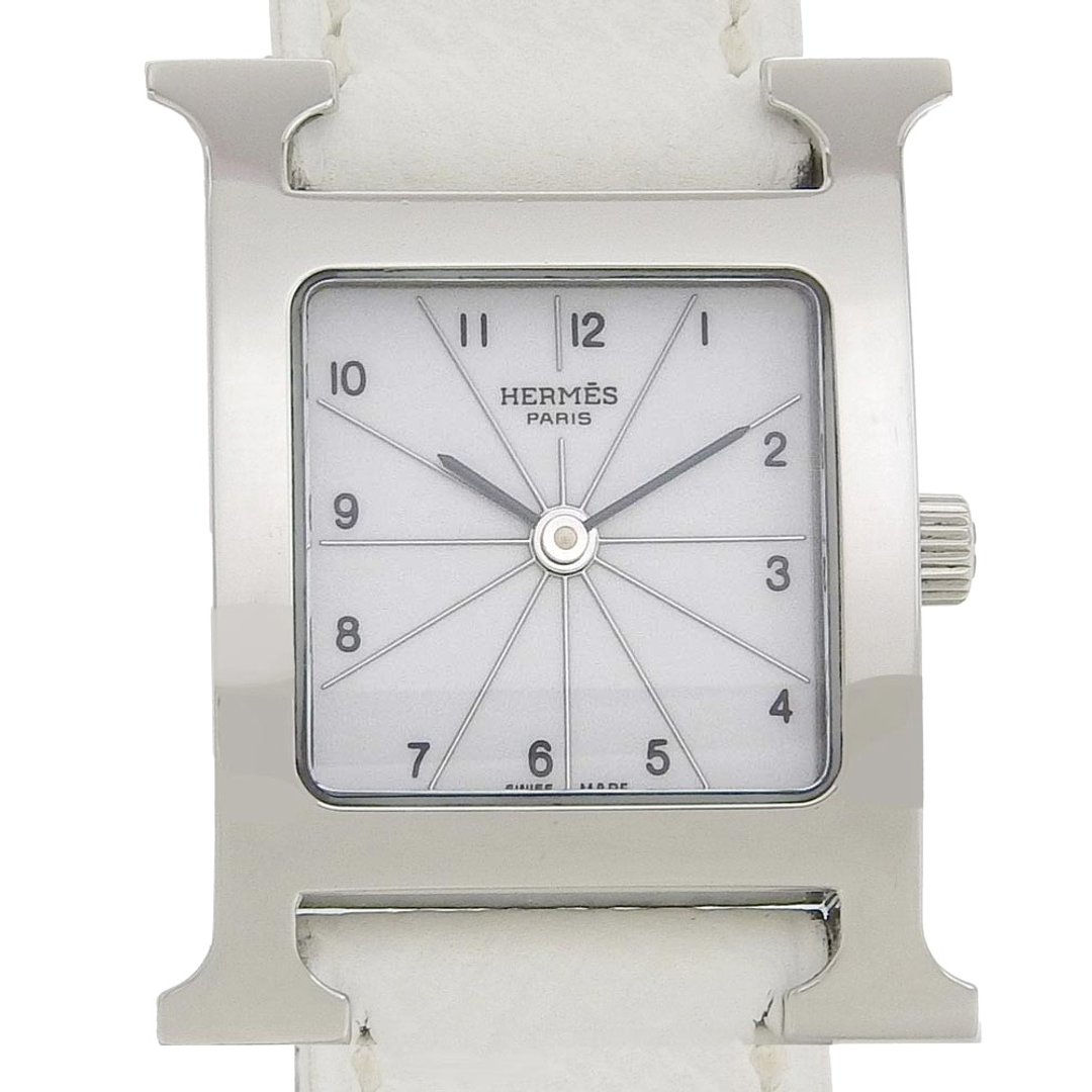 【日本直送】爱马仕 HERMES H Watch 手表 HH1.210 不锈钢 x 皮革 I 石英 指针式显示 白色表盘 女仕【二手】 - 女表 - 不锈钢 白色