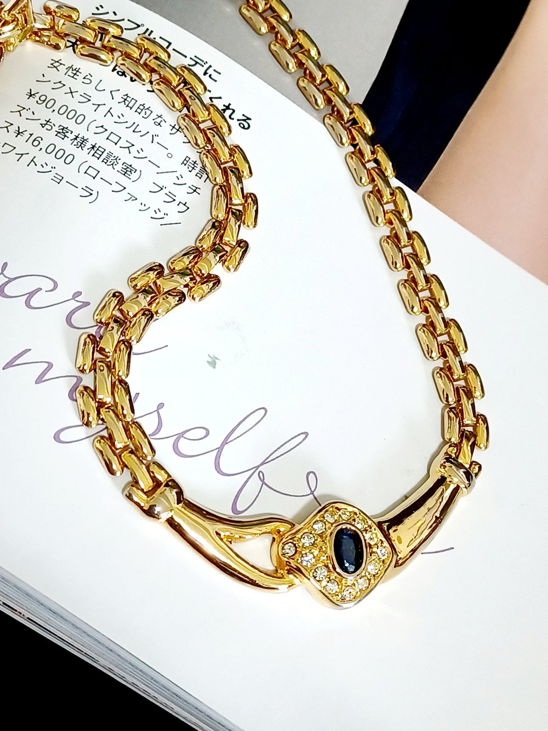 vintage jewelry 法国老件风尚金色表链坠莱茵  项链 - 项链 - 其他金属 
