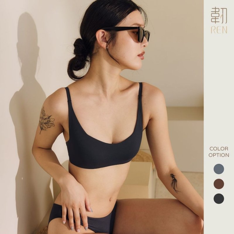 柔韧・裸感2/1杯 - 女士内衣裤 - 棉．麻 黑色