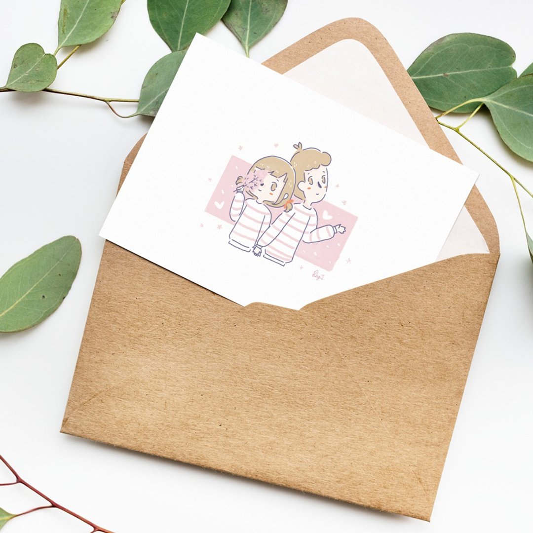 【加购】Custom Portrait 电绘定制化可爱肖像插画-实体卡片 - 卡片/明信片 - 纸 白色