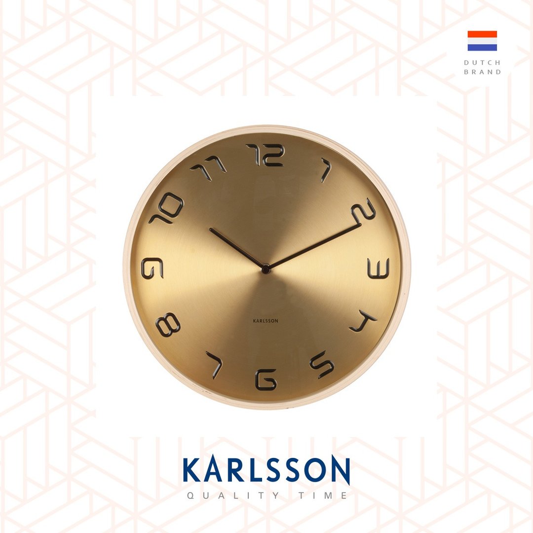 Karlsson, 黄铜色钟面木框挂钟 Wall clock Bent wood gold - 时钟/闹钟 - 其他金属 金色