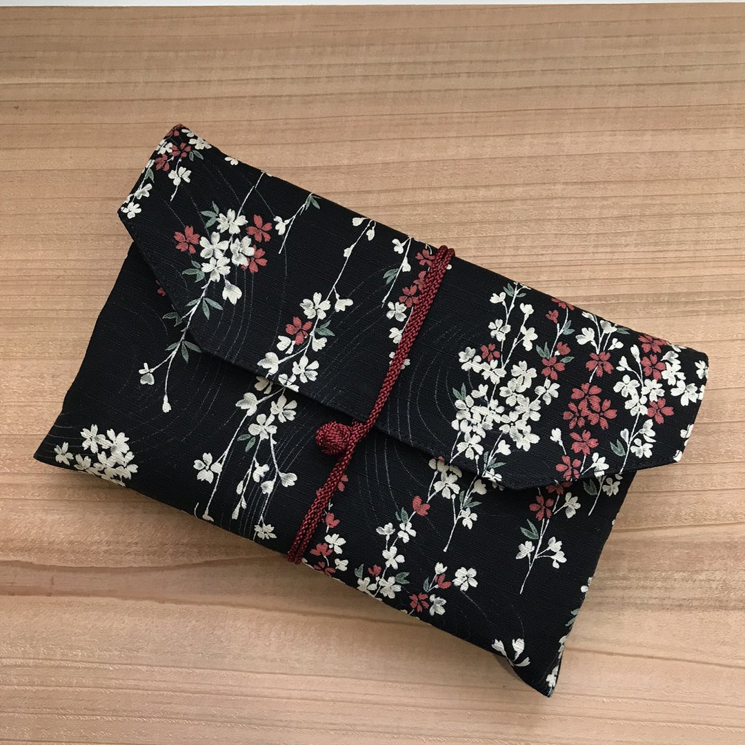 Goshuin book case / Goshuin book case Weeping cherry tree at night - 其他 - 棉 黑色