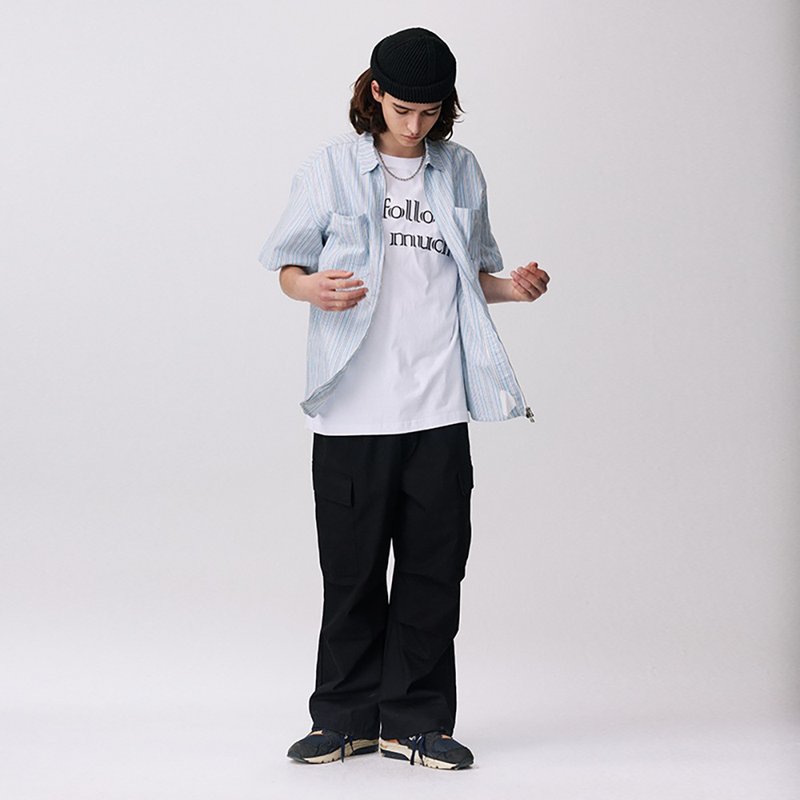 MOKACME 22SS 原创设计户外机能工装多袋宽松抽绳束脚长裤 (两色) - 男士长裤 - 棉．麻 黑色