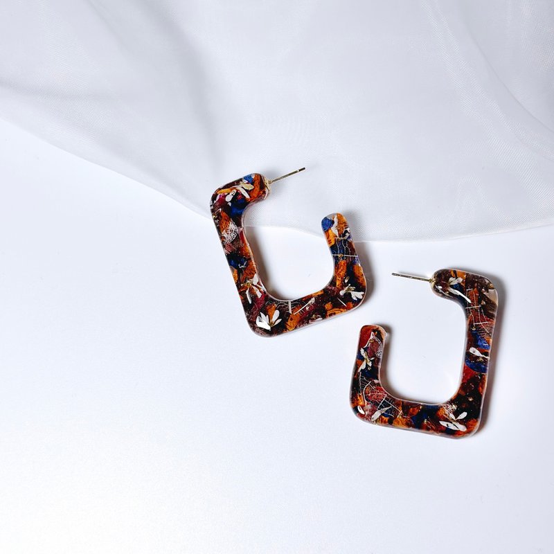 艾玛 • 押花手工耳环 - 耳环/耳夹 - 植物．花 