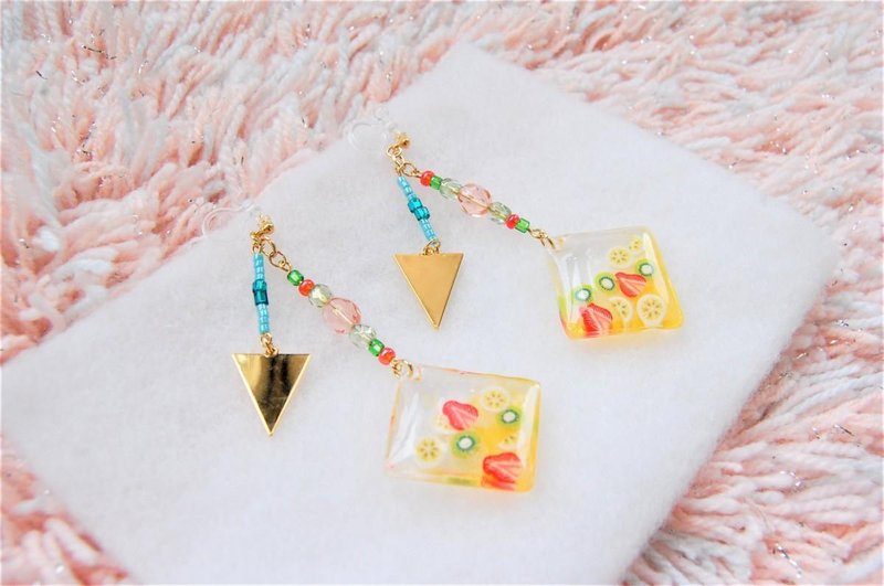 【fruit summer！】Clip on earrings★Allergy-free - 耳环/耳夹 - 塑料 黄色