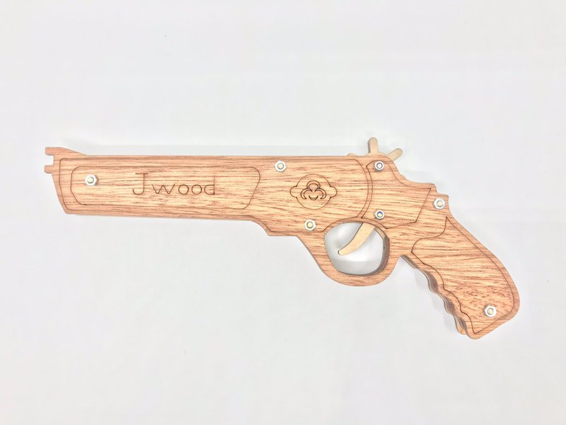 童玩玩具(牛仔手枪) DIY 原木贴皮拼板 礼物 - 桌游/玩具 - 木头 橘色