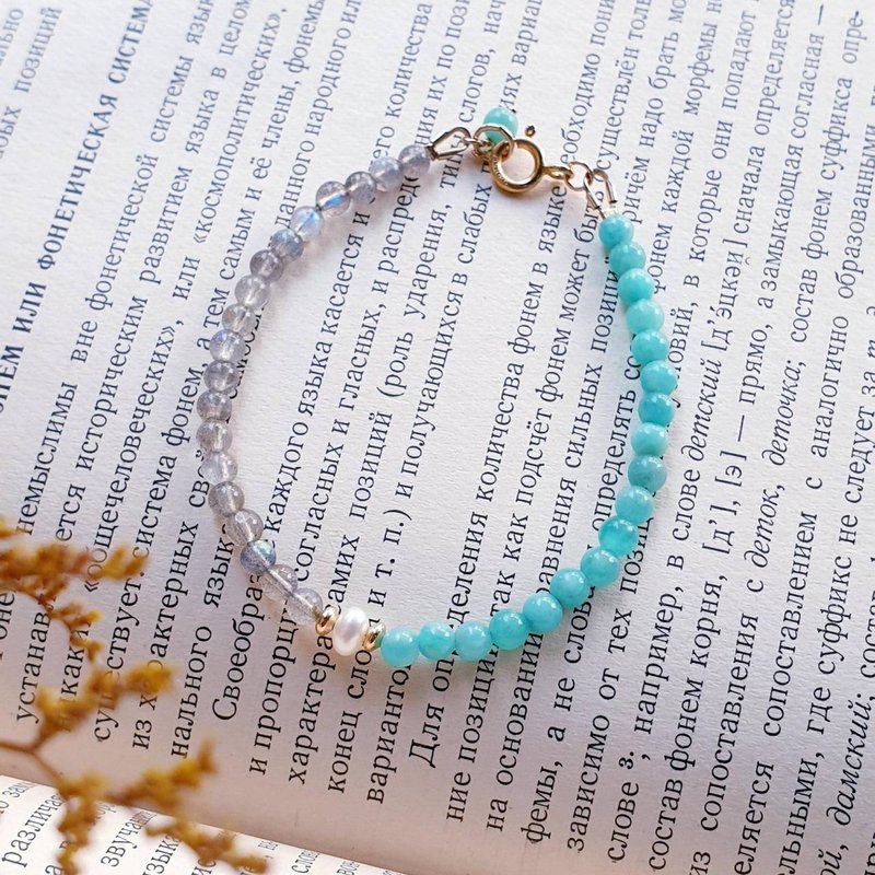 │14kgf轻珠宝│珍珠天河石光谱石手链 - 手链/手环 - 半宝石 多色