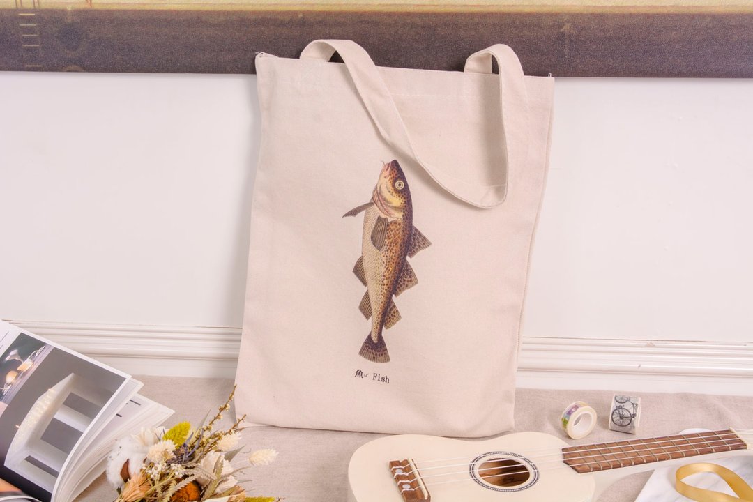 托特包 - 鱼 Fish - 侧背包/斜挎包 - 棉 卡其色