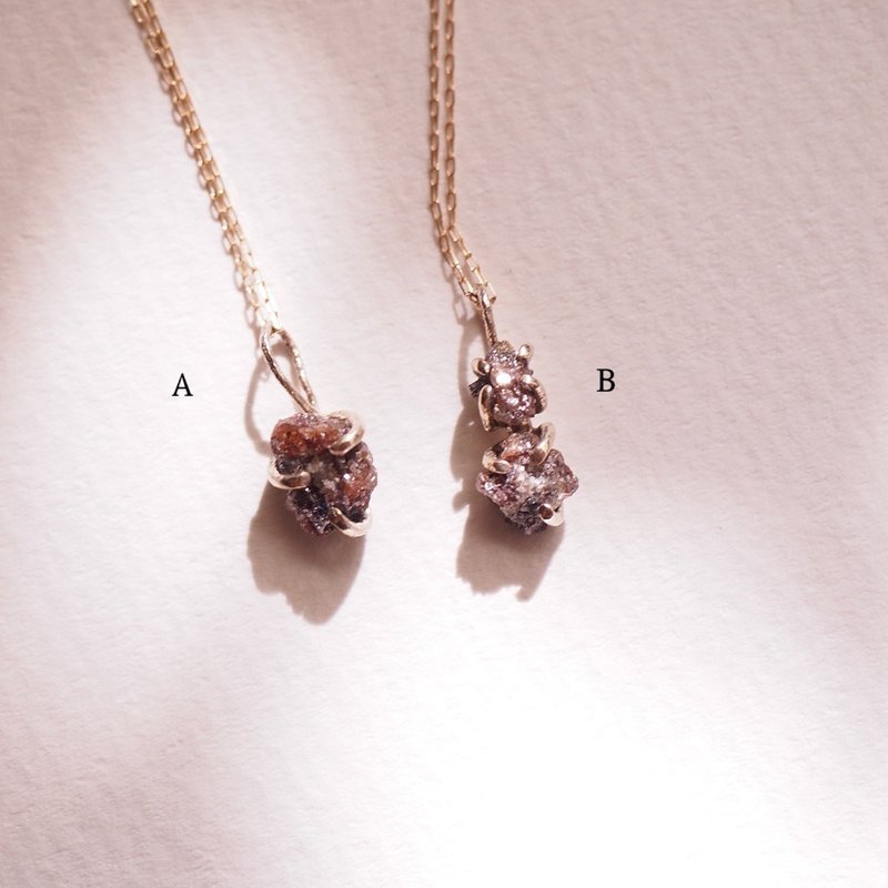 钻石原矿 K10YG K金 短项链 Rough Diamond 锁骨链 极细K金链 - 锁骨链 - 钻石 咖啡色