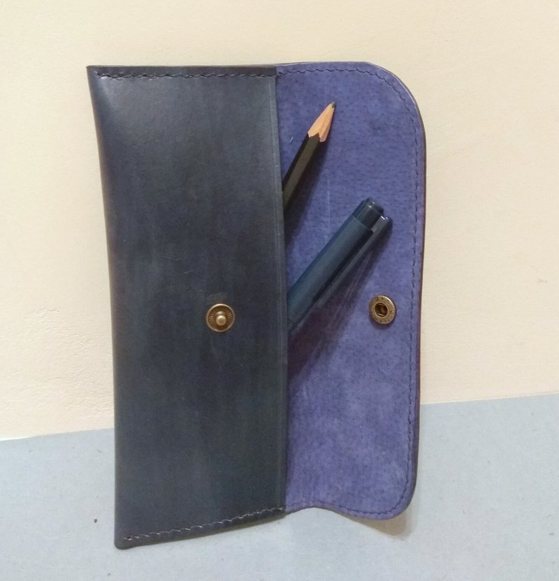 墨蓝简约笔袋 - 铅笔盒/笔袋 - 真皮 蓝色