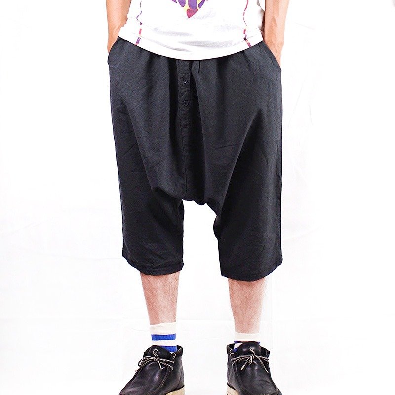 小牛村 Calf Village ├独创不撞衫┤手工限量 纯棉麻飞鼠裤 中性百搭 {飞行伞日记} 深灰 - 女装长裤 - 棉．麻 灰色