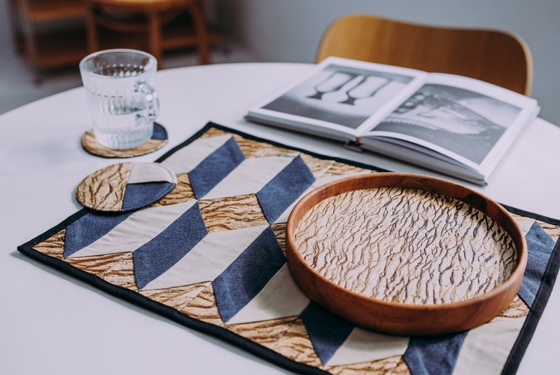 荏苒系列构树皮拼布餐桌垫   餐桌设计  自然系 - 餐垫/桌巾 - 棉．麻 咖啡色