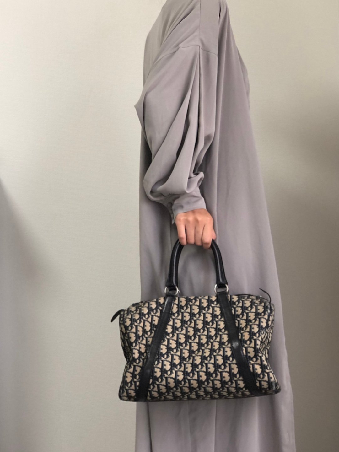 【 日本直送 名牌中古包 】Christian Dior 迪奥 缇花织物 手提包 海军蓝 缇花迷你波士顿包 6524f6 - 手提包/手提袋 - 棉 蓝色