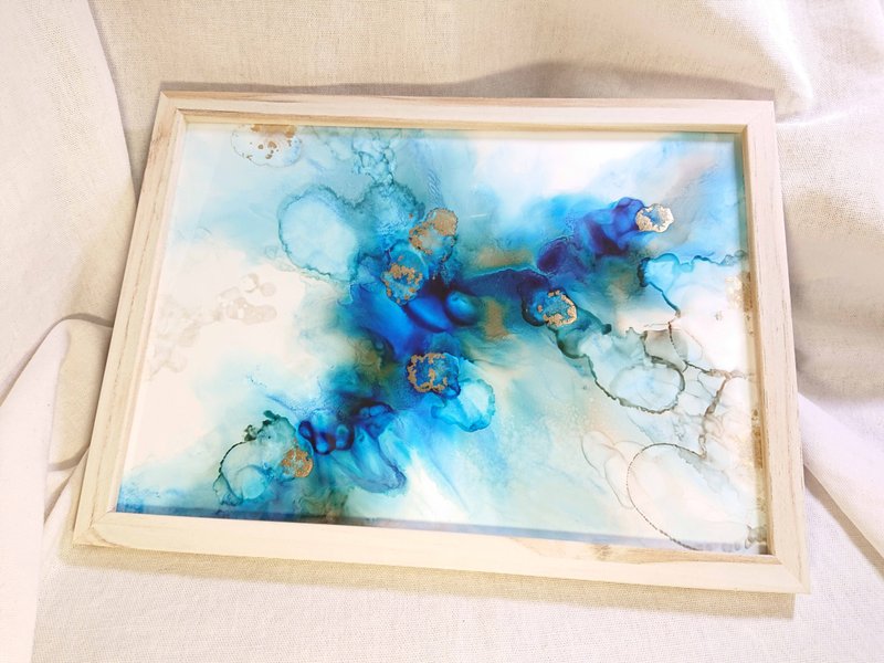 海中玫瑰:质感居家挂画/酒精墨水艺术 - 海报/装饰画/版画 - 颜料 蓝色