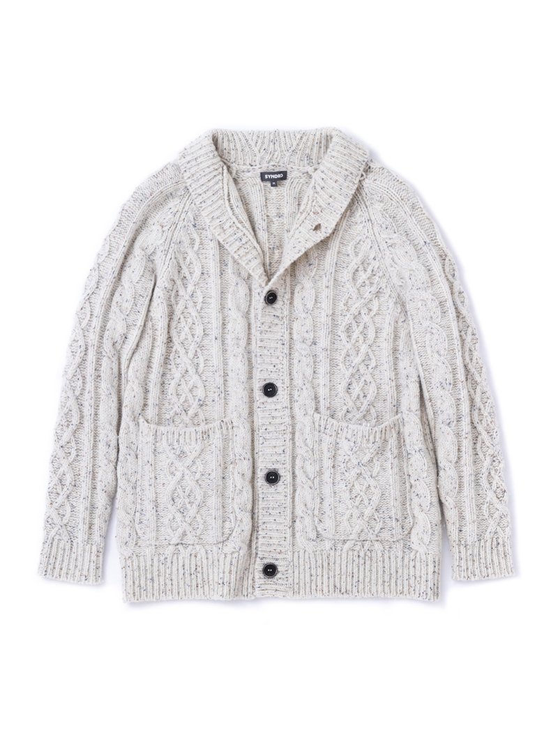 "KENNEDY" SHAWL COLLAR CARDIGAN - BEIGE - 男装针织衫/毛衣 - 羊毛 白色