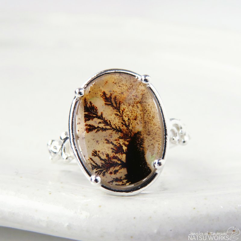 树枝玛瑙 戒指 / Dendritic Agate Ring d6 - 戒指 - 宝石 咖啡色