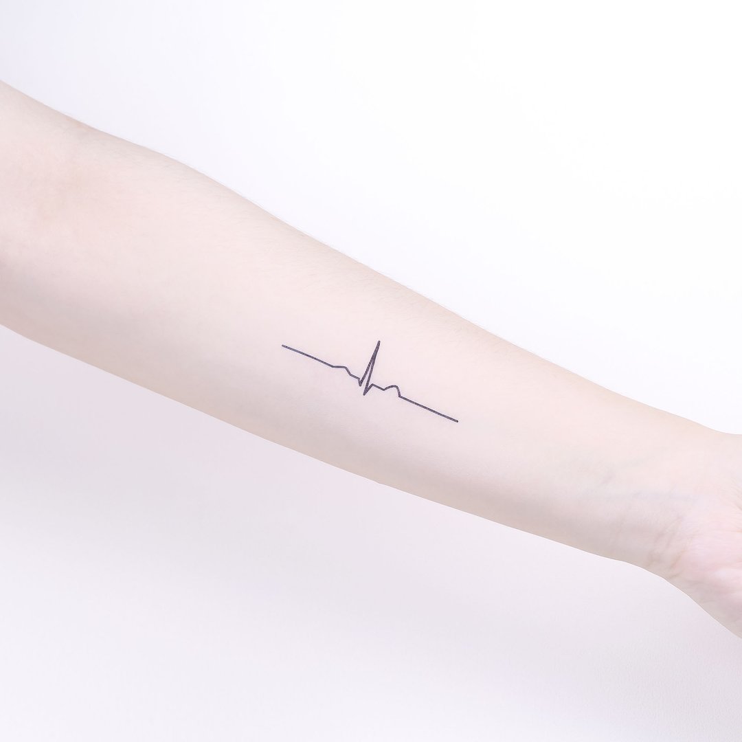 刺青纹身贴纸 / 心跳 线条 Surprise Tattoos - 纹身贴 - 纸 黑色