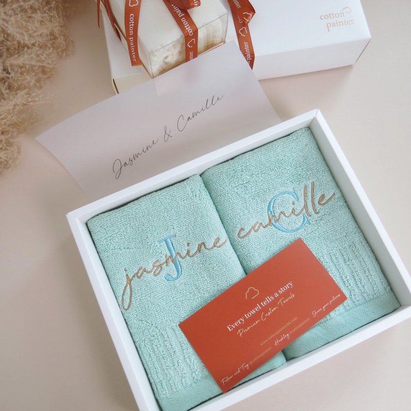 【香港毛巾品牌】定制化绣名毛巾 方巾 面巾 浴巾 100%美国棉制造 - 毛巾浴巾 - 棉．麻 