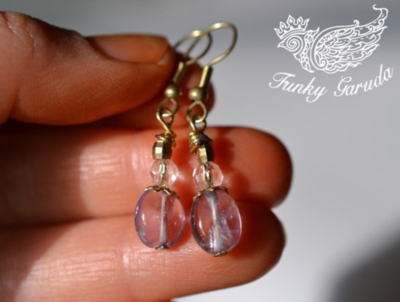 天然紫黄水晶★耳环 B pia024 - 耳环/耳夹 - 宝石 