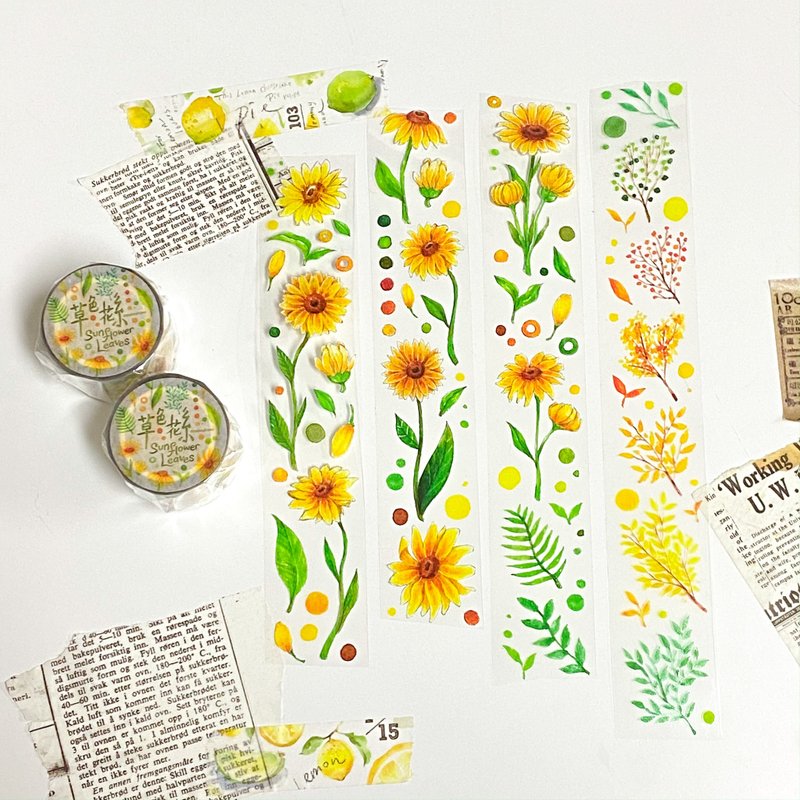 草色花系 透明胶带 - 纸胶带 - 塑料 