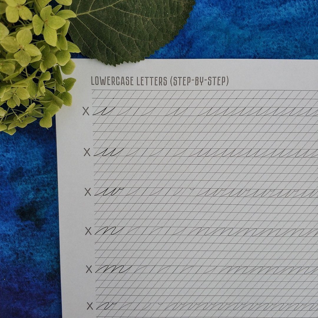 Printable A4 Spencerian Script Lowercase letters for Beginners 5mm Worksheets - 手工艺教程/工具书 - 其他材质 