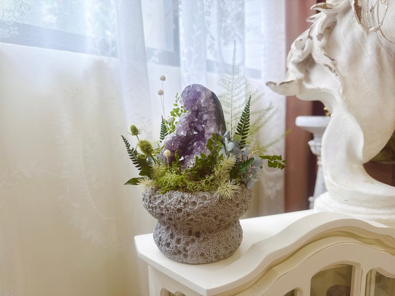 山之森林。消磁 挂串 紫水晶镇 永生叶材绿植栽 - 植栽/盆栽 - 水晶 紫色