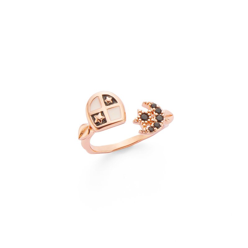 P.Y 黑色小窗及梦幻星空戒指 16K玫瑰金 - 戒指 - 其他金属 