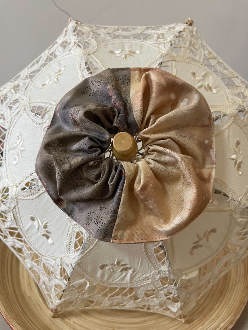 藕色/双色大肠圈发束/日本印花布 - 发带/发箍 - 棉．麻 紫色