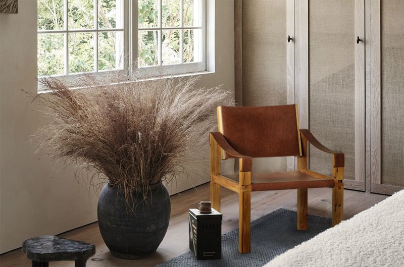 单人休闲椅 仿古设计 皮革×老榆木扶手椅 手工工业风餐椅 - 椅子/沙发 - 人造皮革 咖啡色