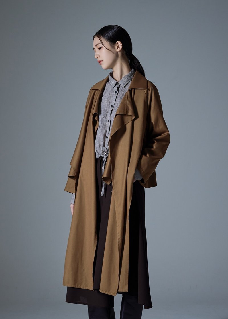 前长翻片外套 - 女装休闲/机能外套 - 其他人造纤维 卡其色