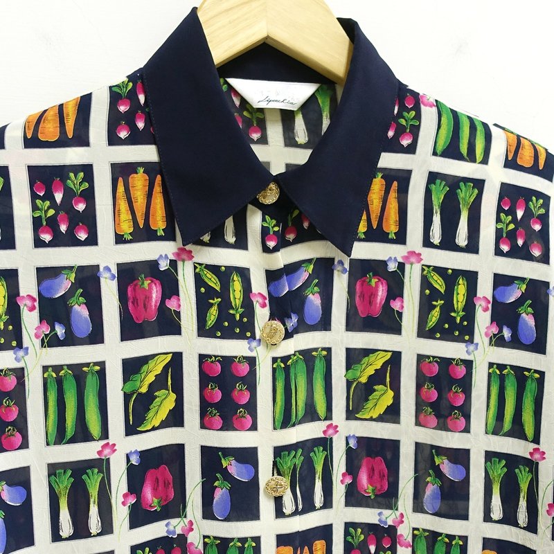 │Slowly│蔬菜俱乐部-古着衬衫│vintage.复古.文艺 - 女装衬衫 - 聚酯纤维 多色