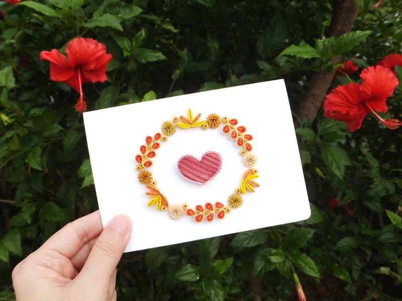 手作卷纸卡片-秋日情怀万用卡 - 喜帖 - 纸 橘色