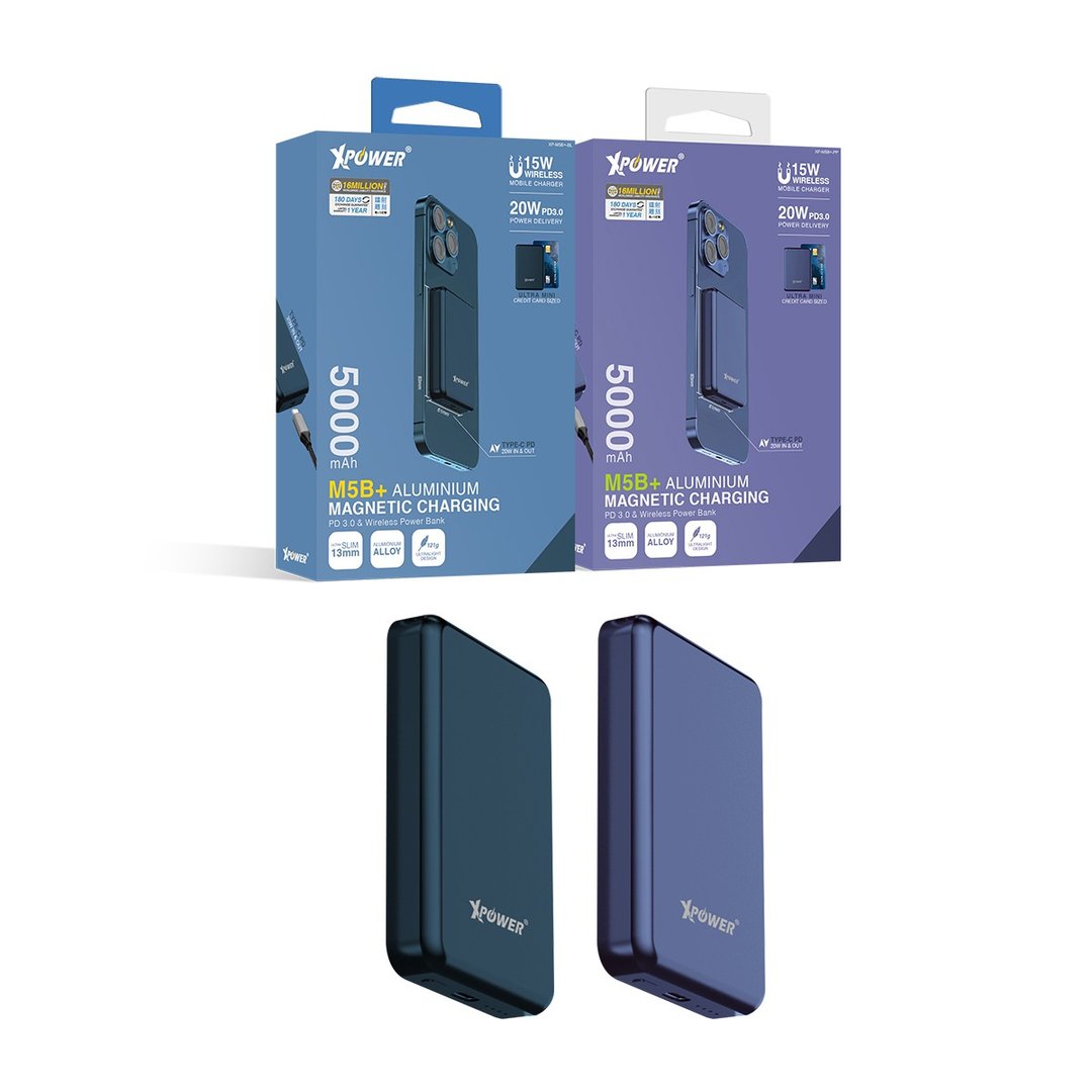 XPower (紫色) M5B+ 5,000mAh 铝合金PD 3.0磁吸无线外置充电器 - 充电宝/传输线 - 其他金属 紫色