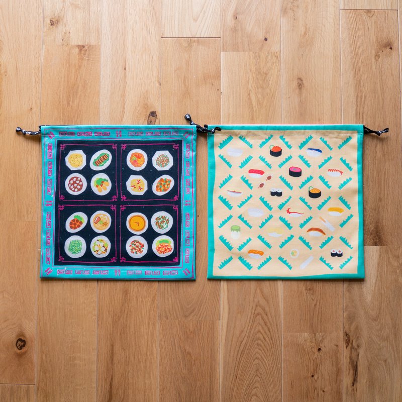 束口小物袋 收纳袋 汉堡 - 其他 - 棉．麻 红色