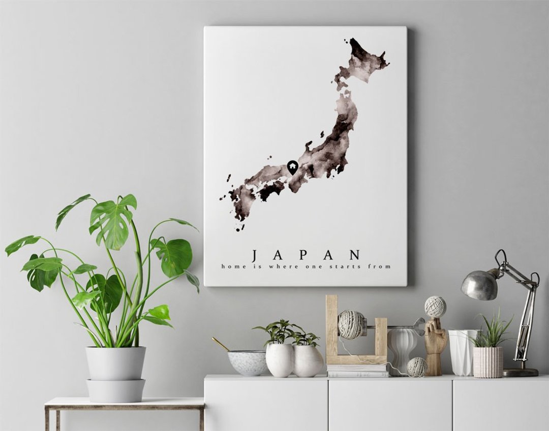【暖暖的家】日本地图水彩复制画 | 新家纪念礼物 | 玄关大厅挂画 - 海报/装饰画/版画 - 纸 