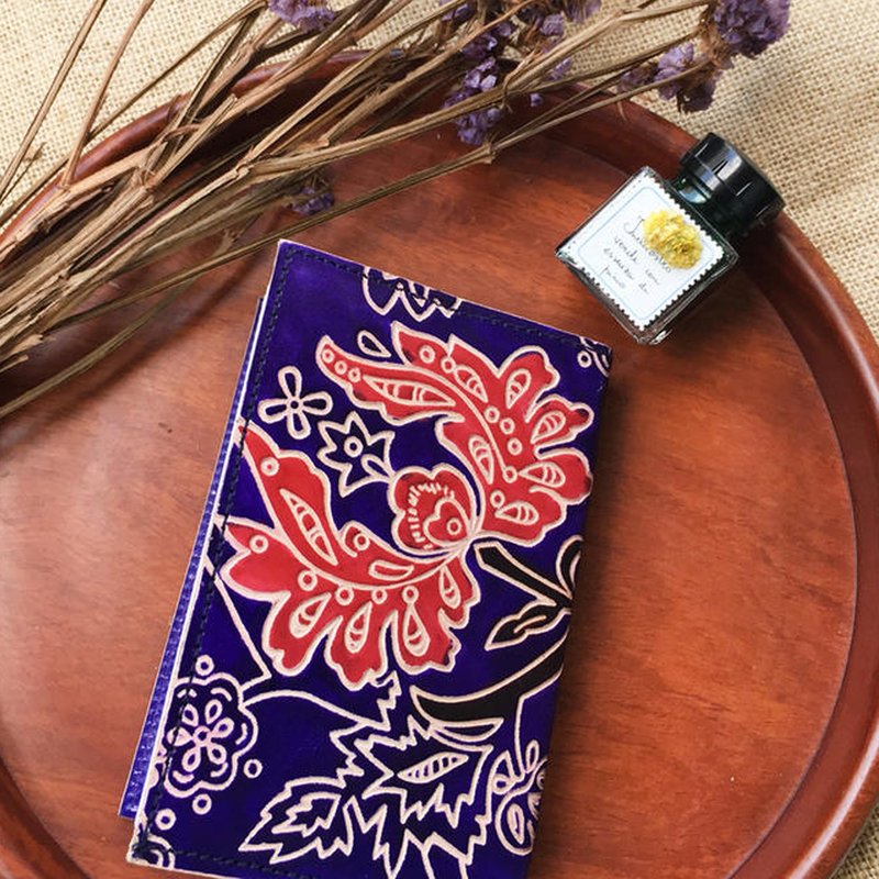 西印度皮革绚丽红蓝花纹环保手工笔记本 | Ascetic Exports - 笔记本/手帐 - 纸 蓝色