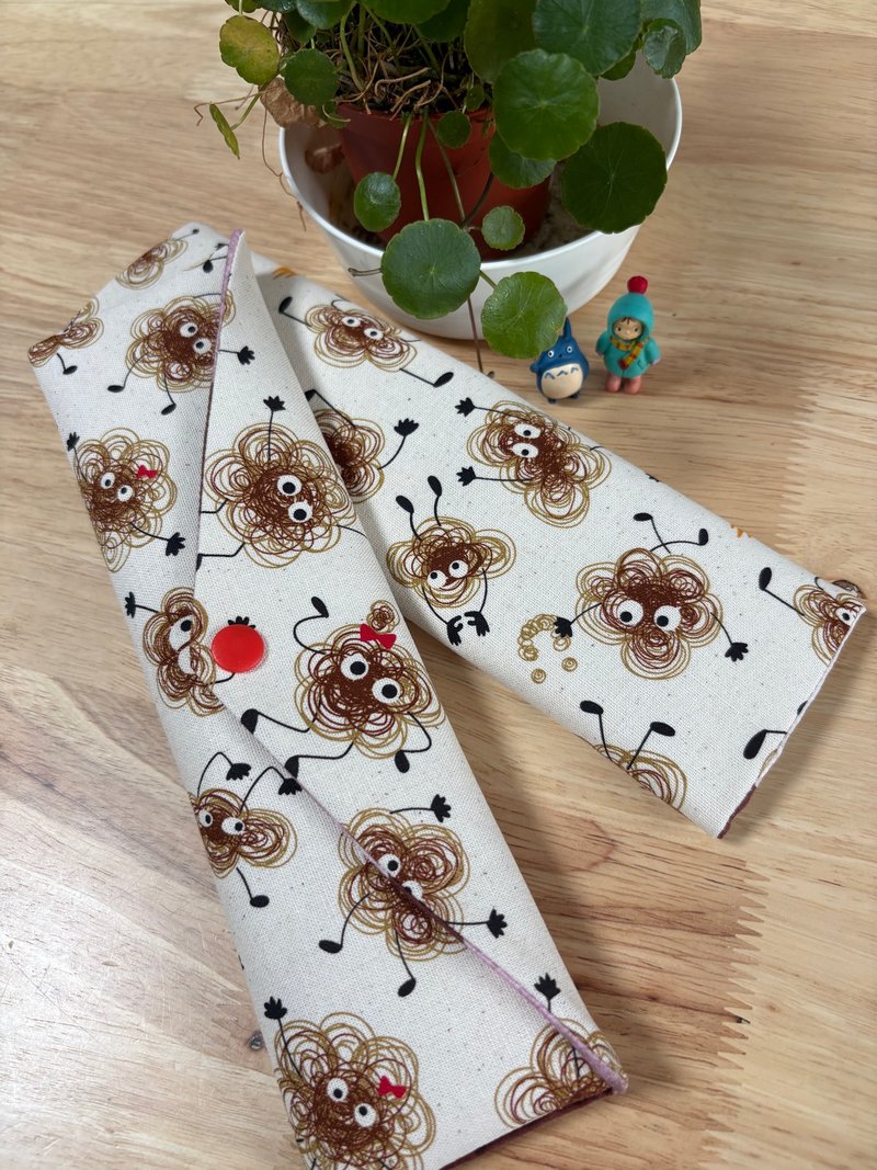 文青风环保纯棉筷袋 卷卷毛小精灵 原麻咖 喜悦 厚实手感 日本 潮 - 收纳用品 - 棉．麻 白色