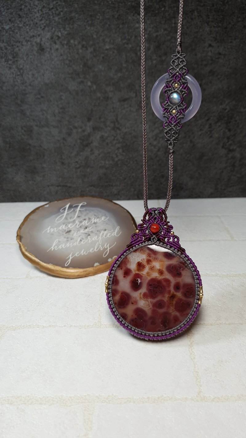 AG10朱砂玛瑙。南美蜡线编织项链 - 项链 - 其他材质 灰色