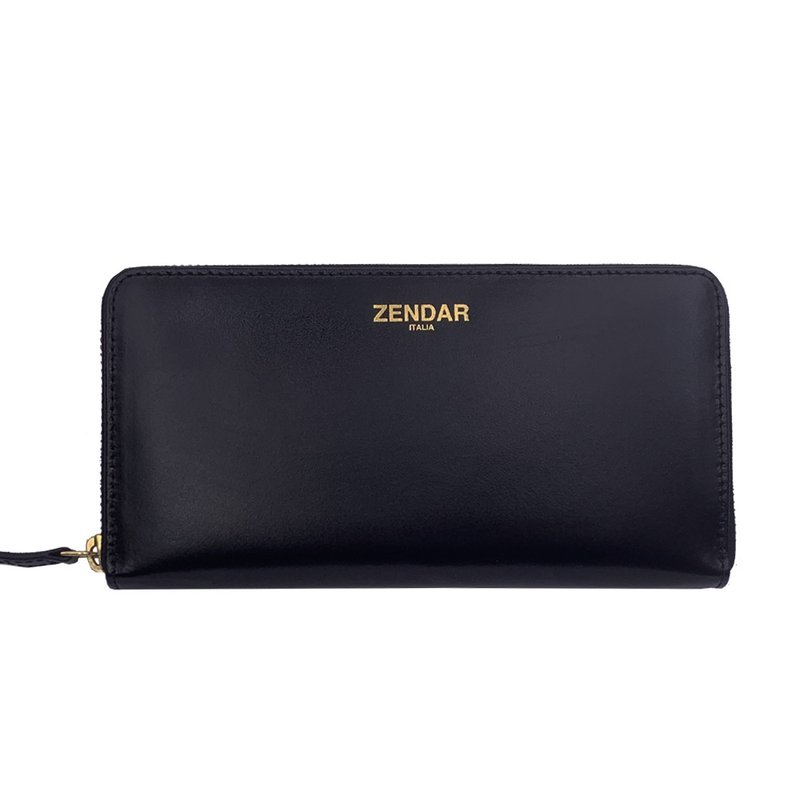 ZENDAR 限量1折 顶级小牛皮金标拉链长夹 全新专柜展示品 - 皮夹/钱包 - 真皮 黑色